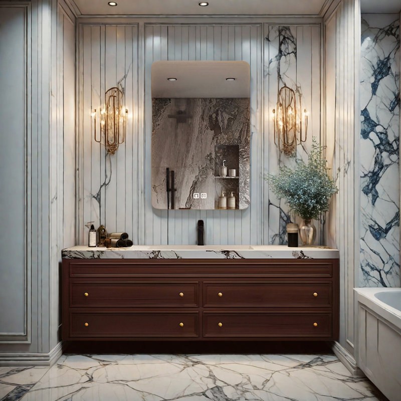 Armoire de salle de bain moderne française, H 19,68 po x l 47,24 po x P 19,68 po