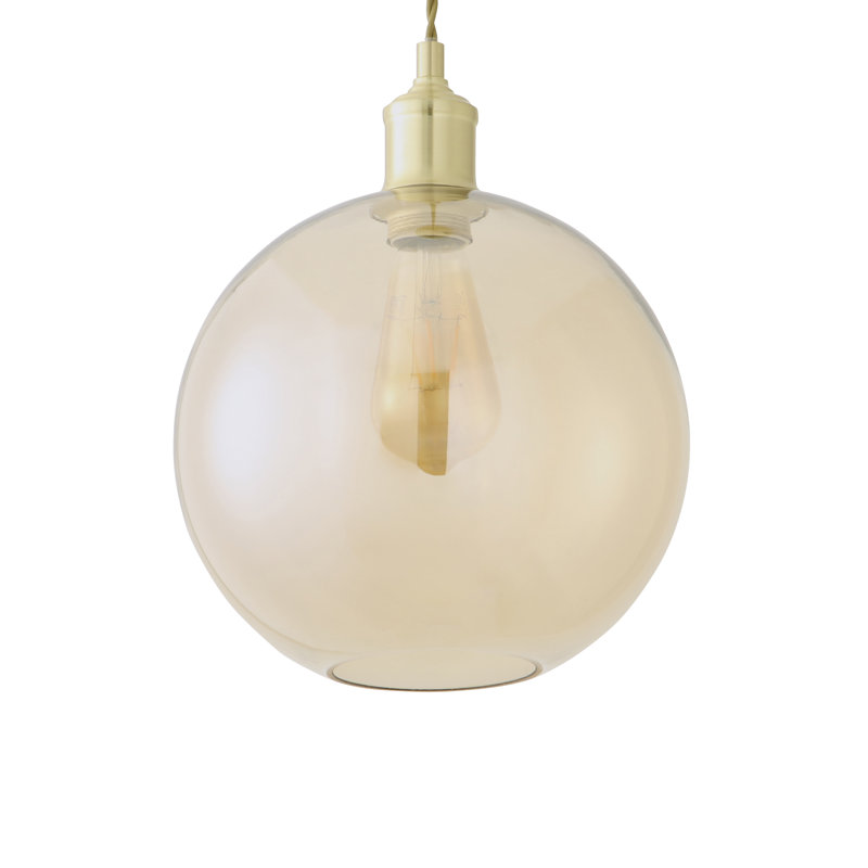 Glass Round Pendant Shade, Yellow, 23.5cm H x 25cm W x 25cm D