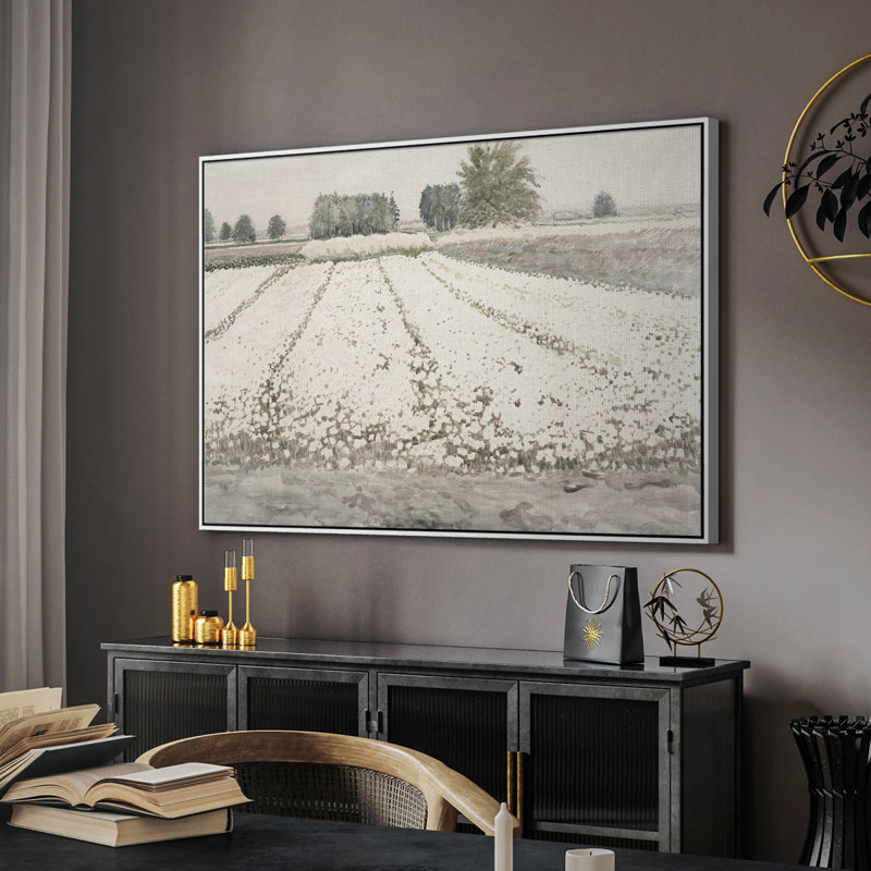 Paysage rétro - XXI, H 25 po x l 37 po, Toile encadrée flottée blanche