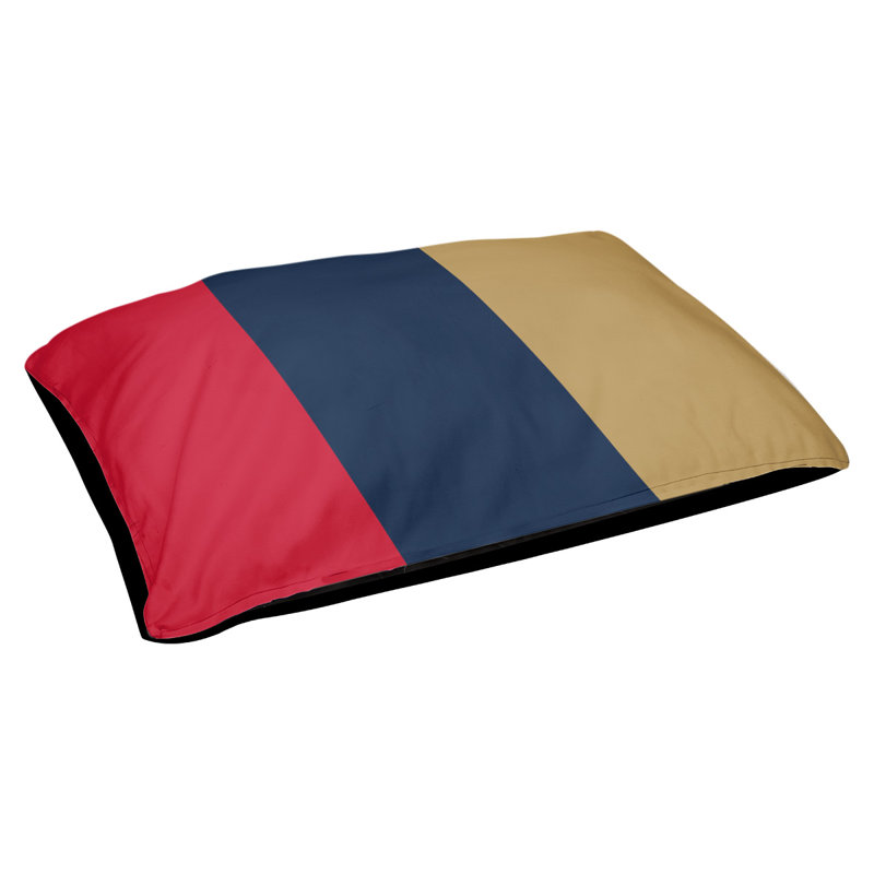 Oreiller rectangulaire New York, Petit (L 18 po x l 28 po), Rouge / bleu / or plat