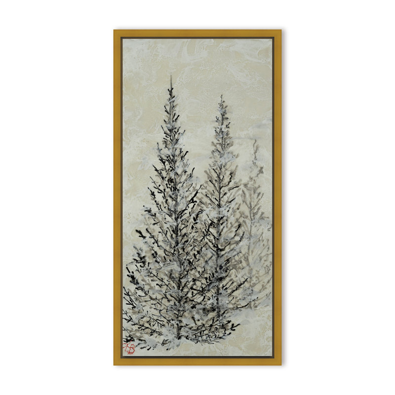 Nature Inspired "Silent Pines" Canvas Wall Art By , 48" H x 24" W x 1.125" D, Framed Print, Brown