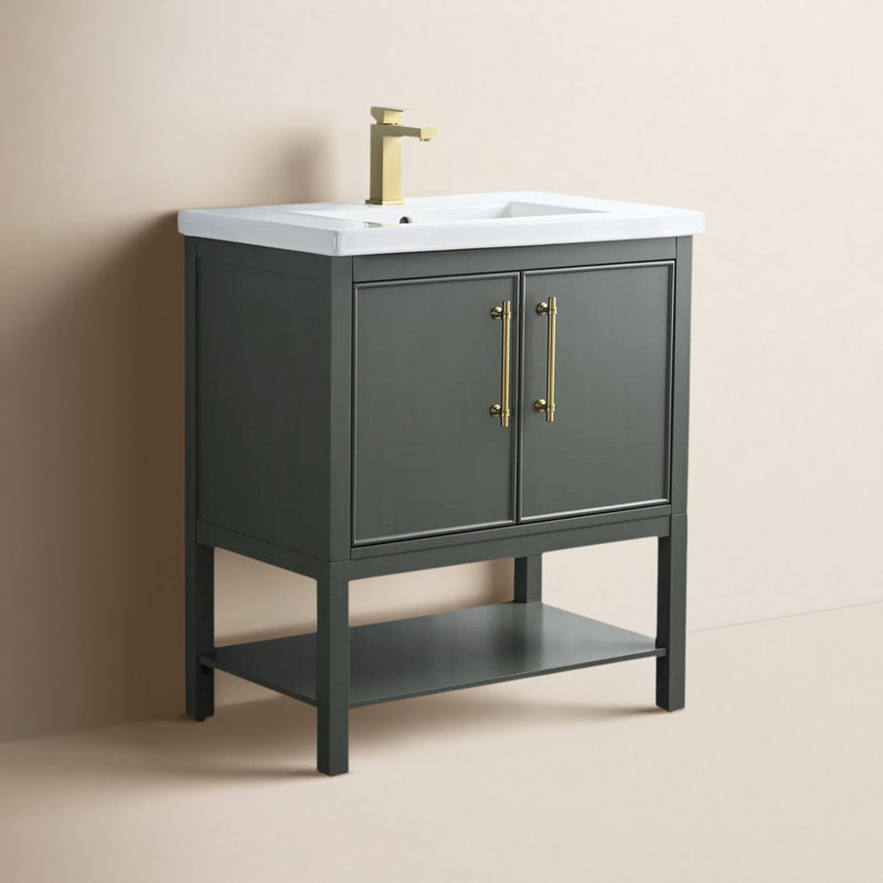 Ensemble de meuble-lavabo simple 30 po Jewell, Vert rétro / laiton antique