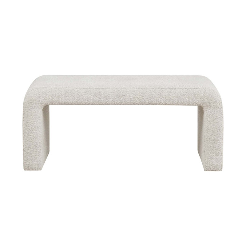 Boucle Waterfall Bench, 18" H x 42" W x 16" D, Cream