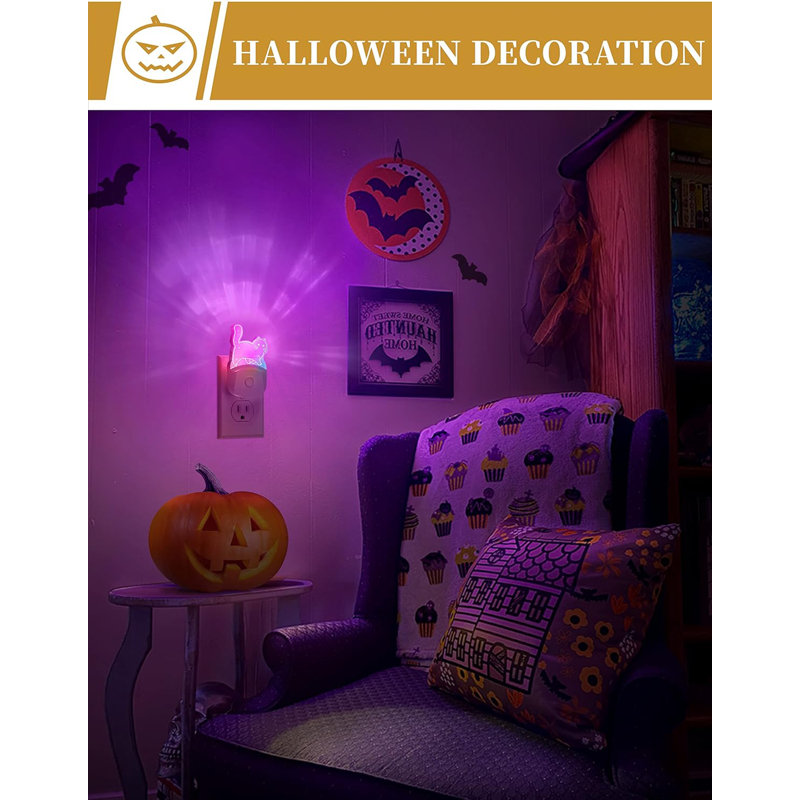 Festive Plump Cat Acrylic White Plug-In Night Light With Light Sensor, 3000K+RGB, Color Changing