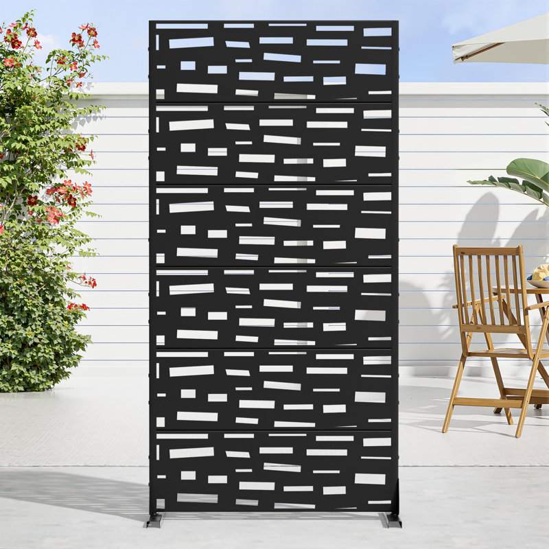 Panneau de clôture en métal pour l'extérieur, H 72 po x l 35 po x P 16 po, Noir, noir, noir, noir