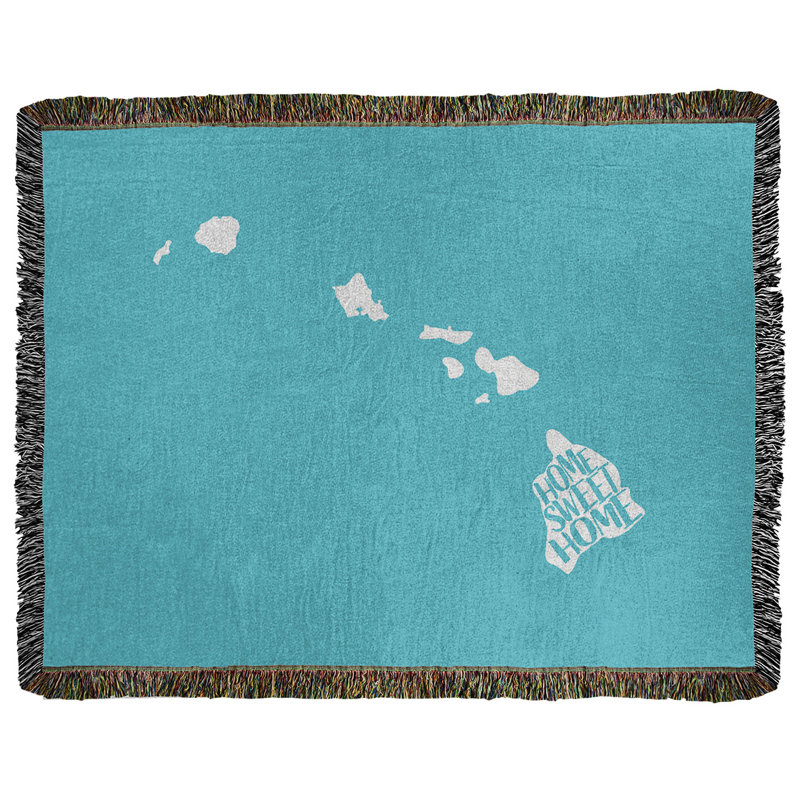 Jeté en coton tissé doux hawaii, l 60 po x L 80 po, Bleu sarcelle