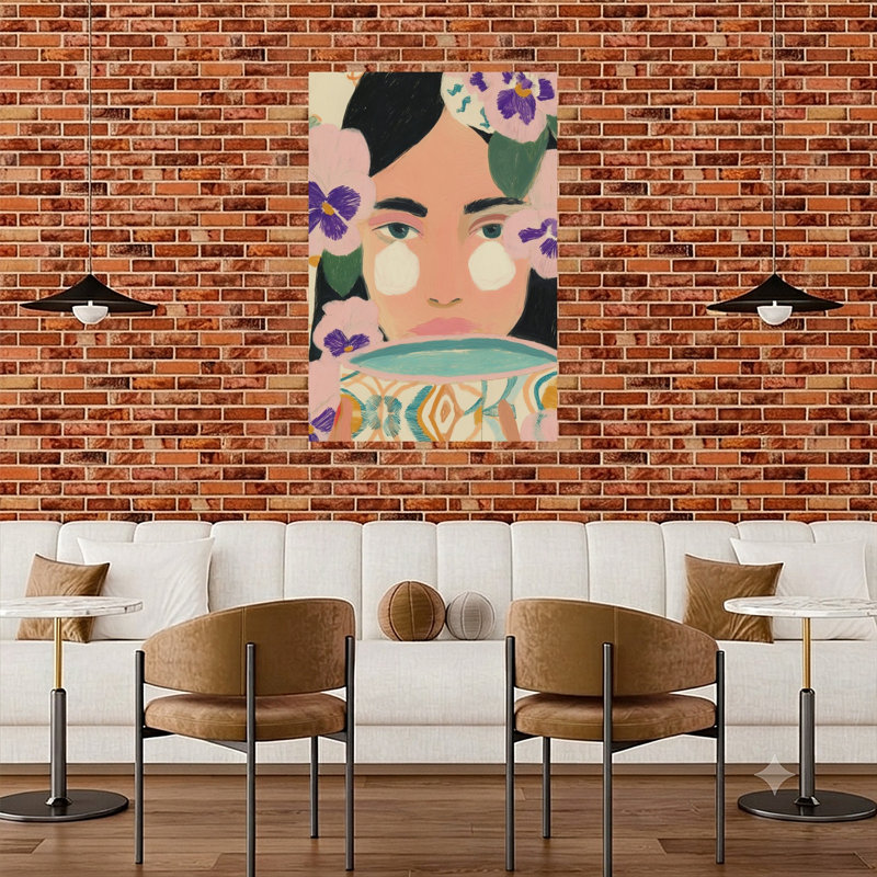 Dreamy Floral Portrait Dreamy Modern Pansy Portrait Flower Wall Art Print 1 Piece Wrapped Canvas Wall Art
