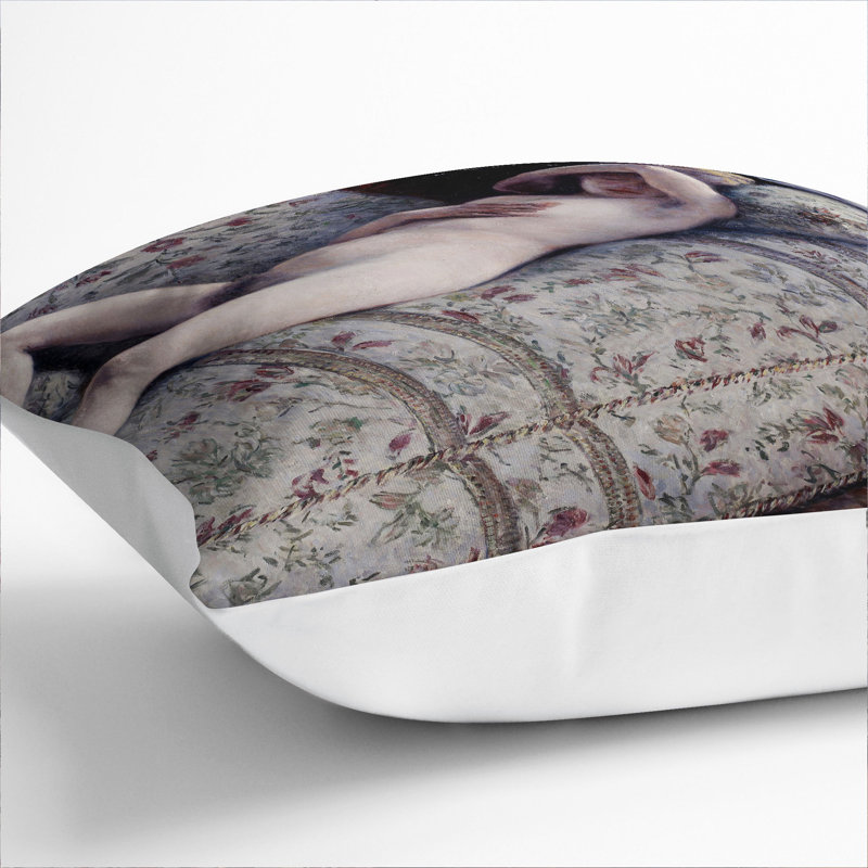 Nude On A Couch Square Throw Cushion, 55cm H x 55cm W x 20cm D, White