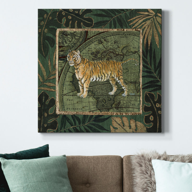 Jungle Tiger - Toile tendue avec châssis de qualité supérieure - prête à être accrochée, H 32 po x l 32 po x P 1 po