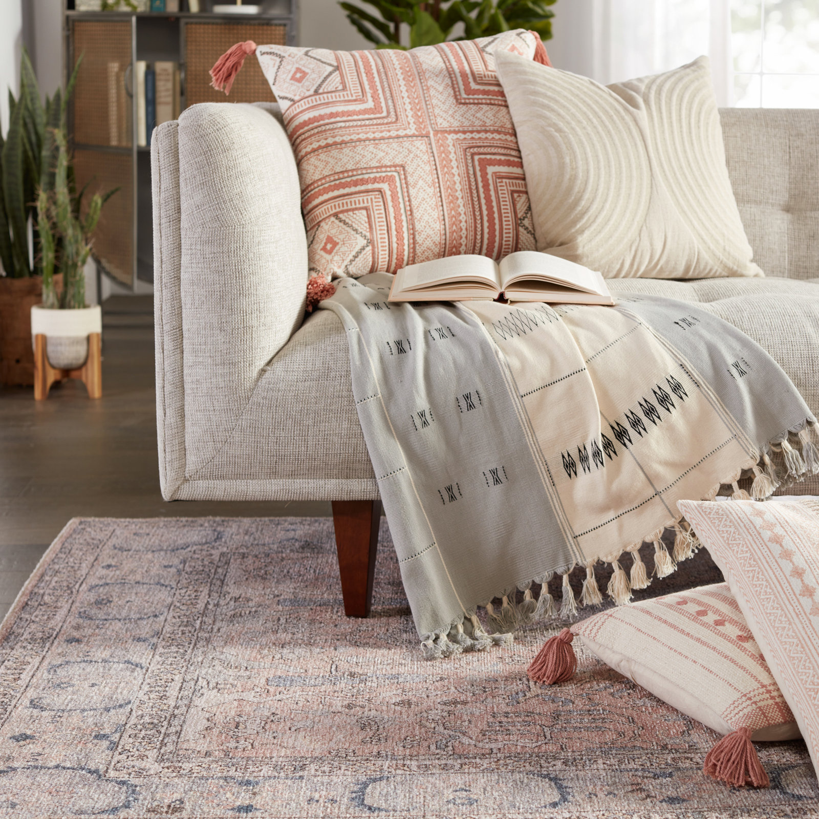 Harto Embroidered Throw Pillow, Down