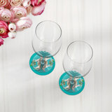 Zebra Seeing Double Teal Vegan Leather Round Coasters