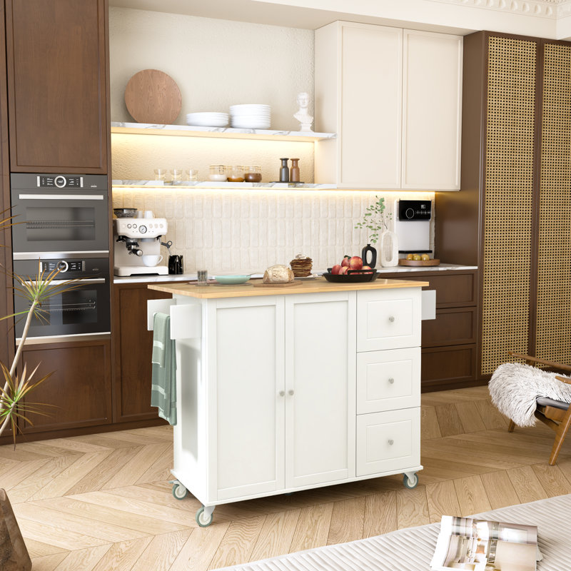 Therald 52.76 " W Kitchen Cart, White