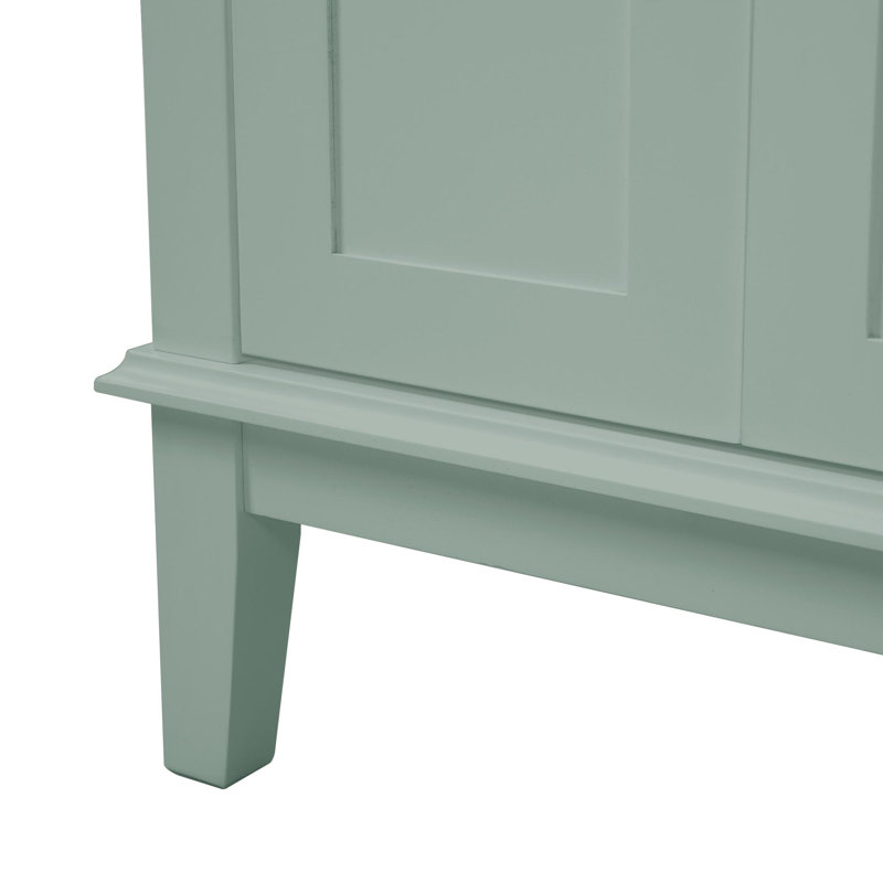 Meuble-lavabo de 30 po avec lavabo en céramique, portes à fermeture en douceur et 2 tiroirs de rangement, Vert clair