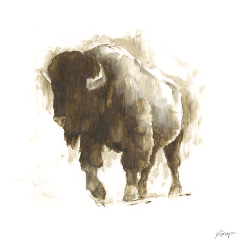 Bison rustique II, H 12 po x l 12 po