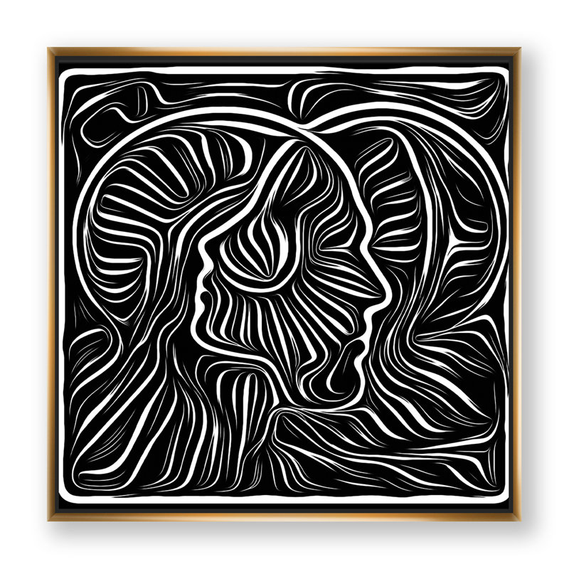 «Black and White Aw autrement», reproduction de cadre sur toile, H 46 po x l 46 po x P 1,5 po, Toile encadrée d'or