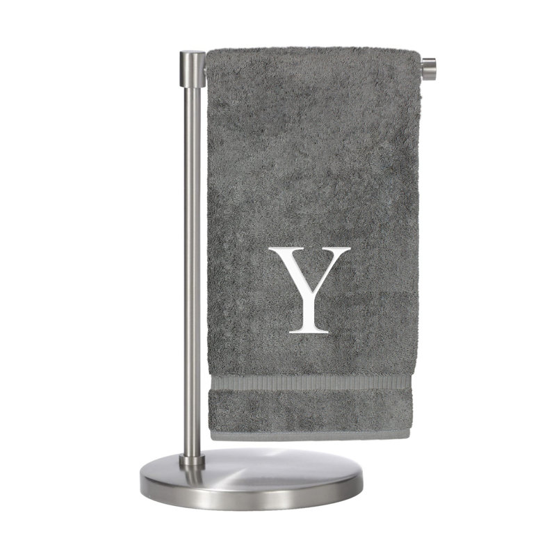 Serviettes de bain monogrammées - ensemble de 2 - lettre bloc, Y, Gris / Argent