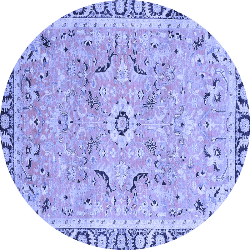 Tapis bleu tissé à la machine Fiskdale, Rond 7 pi