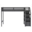 Lit mezzanine en gris avec construction, lit superposé simple au dessus d'un lit double haute performance-1647651736
