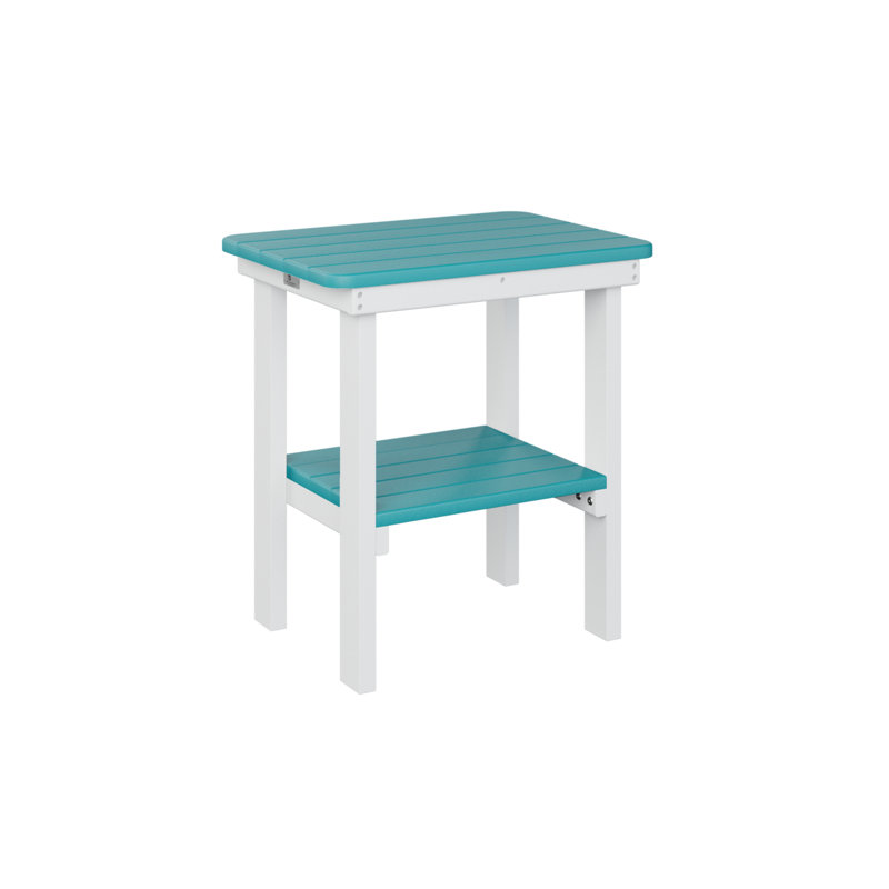  Table de salle à manger rectangulaire régulière avec plateau bleu et base blanche, H 22 po x l 20,5 po x P 15 po, Bleu Aruba