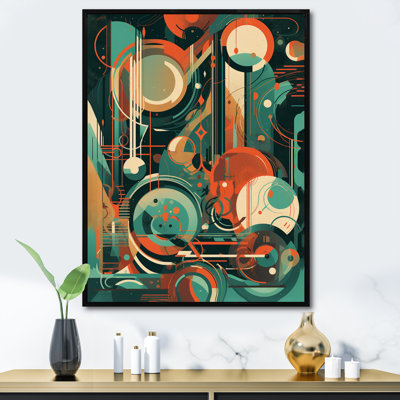 Vert et orange Mid Century Innovations IV, reproduction d'art sur toile