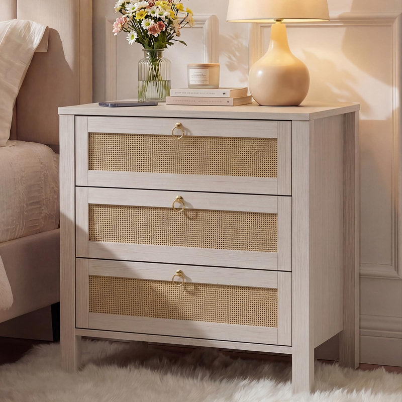 70cm W Solid Wood Bedside Table