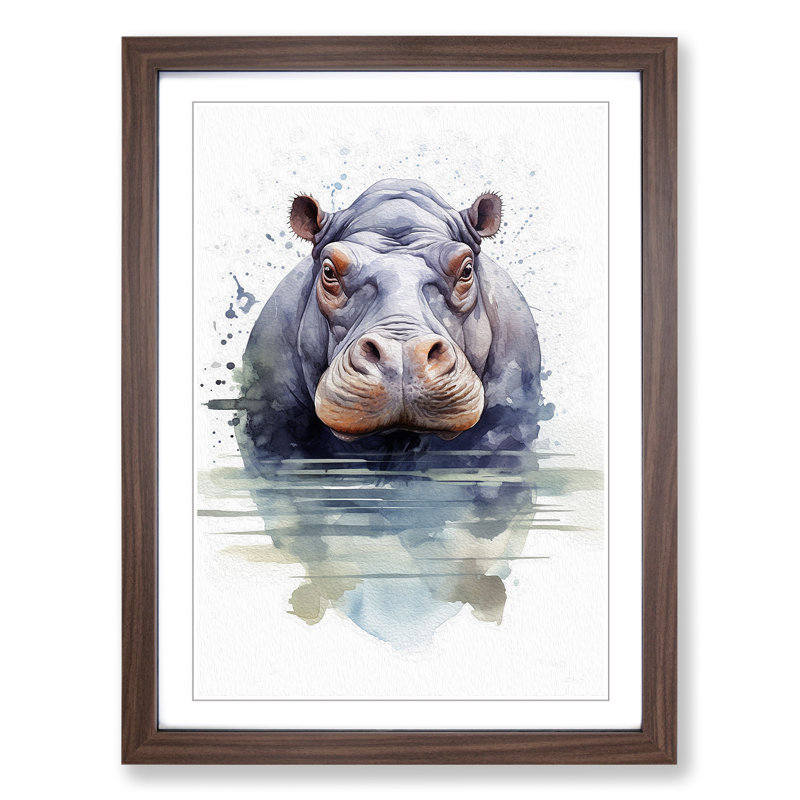 Hippo Geometric - Framed Print