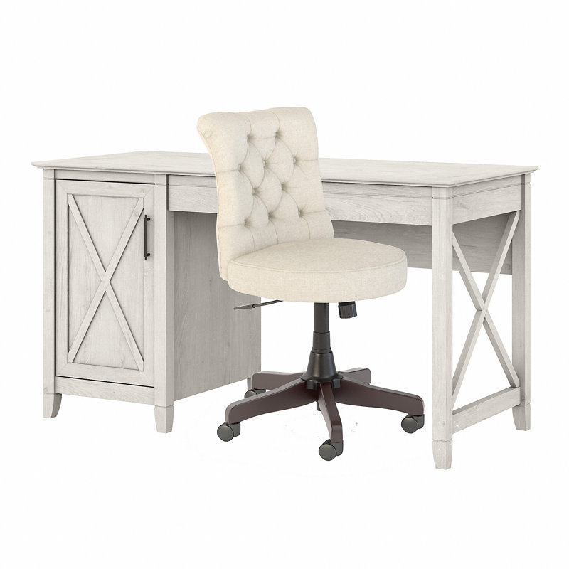 Ensemble de bureau et chaise Ozro, Lin blanc