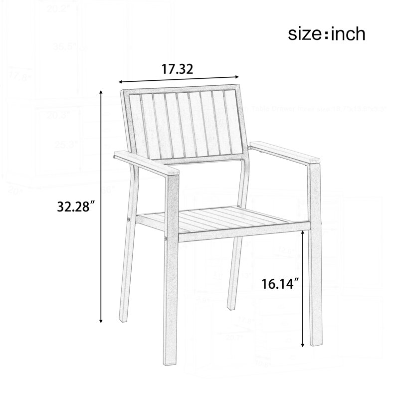 Ensemble repas d'extérieur polyvalent avec table extensible et six chaises confortables, Noir