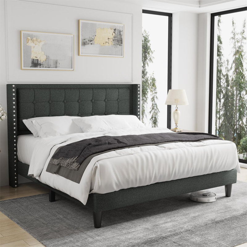 Pocitos Upholstered Wingback Bed, King