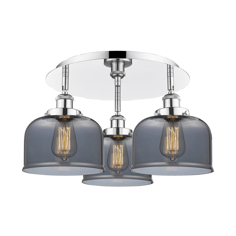 Plafonnier Bell, Plaqué couleur fumée, Chrome poli