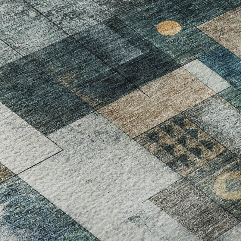 Premium Machine Washable Mayfield AMF1123 Geometric Rug, Rectangle 10' x 14'