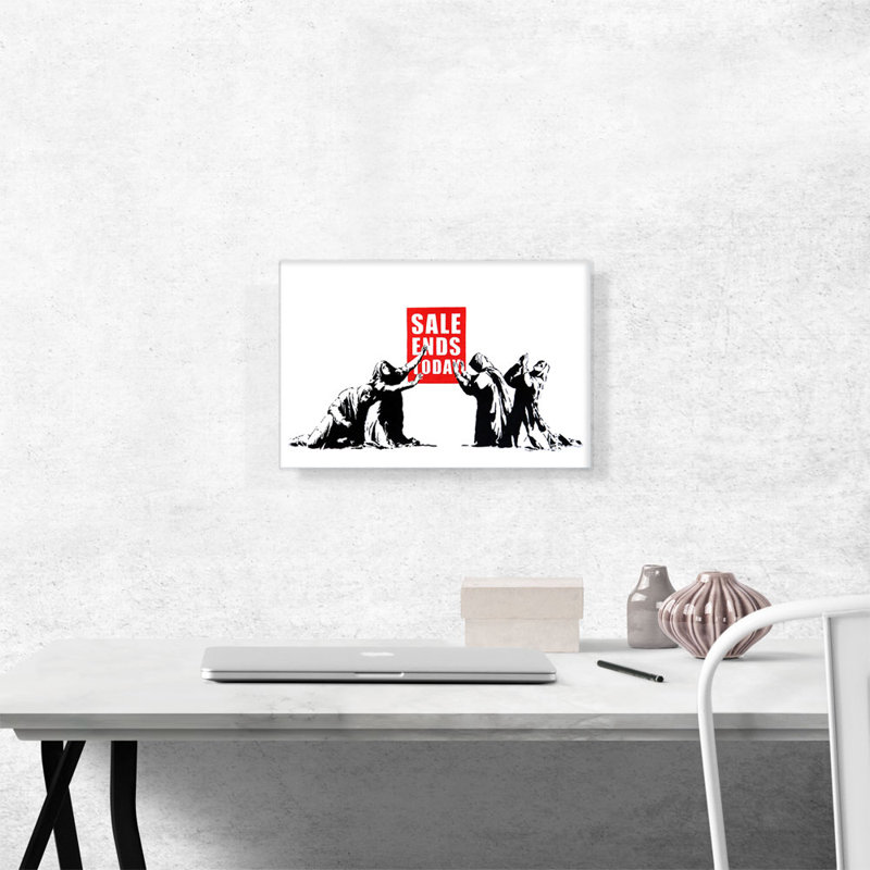 «Sale Ends Today» par Banksy - impression sur toile tendue, H 12 po x l 18 po x 1,5 po