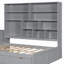 Lit de jour en bois avec trois tiroirs, bureau, tablettes et lumières UnaNoxa-1251360438