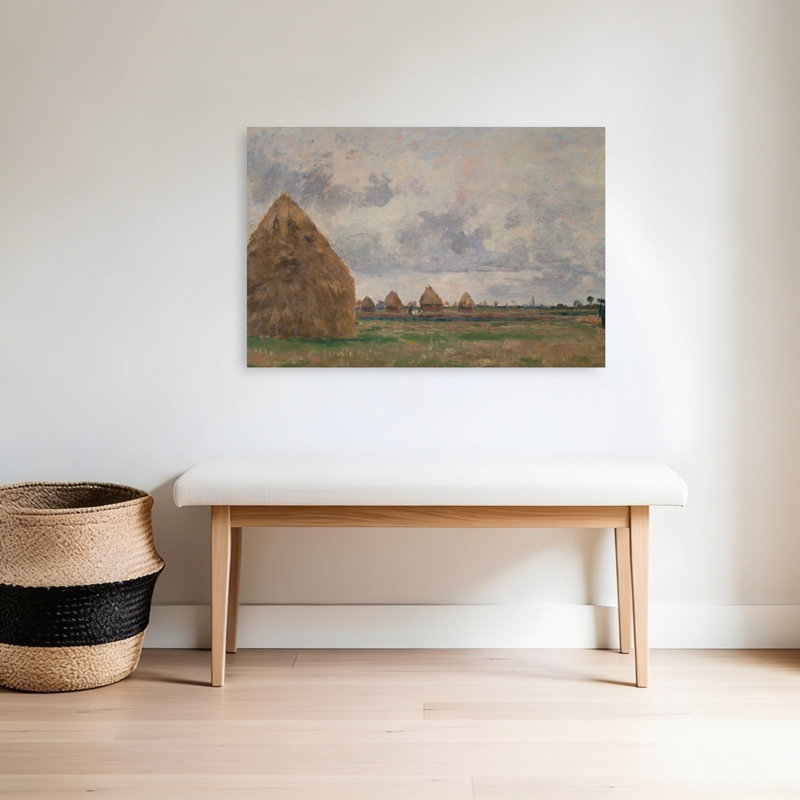 Paysage avec meules de foin, 1873, impression d'art mural d'architecture paysagère contemporaine impressionniste