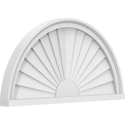28"W x 14"H x 2"P Half Round Sunburst Architectural Grade PVC Pediment