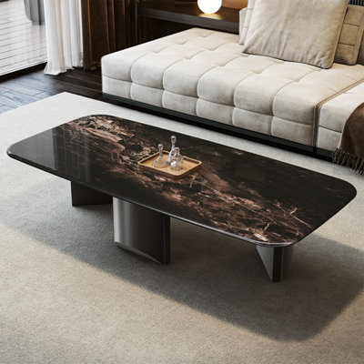 Rectangular supercrystalline stone coffee table