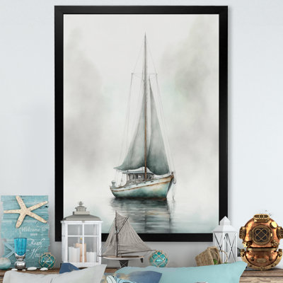 Sailboat Anchored In Fog - Coastal Boat Wall Art