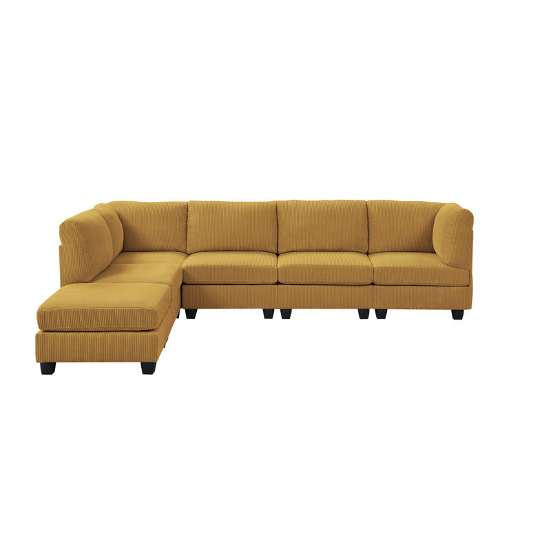 Corduroy Sectional Reversible, Ginger
