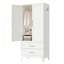 Garde-robe en métal blanc avec 2 portes et tiroirs pour le rangement de la chambre à coucher