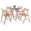 Ensemble 5 pièces Koster, table pliante et chaises, naturel