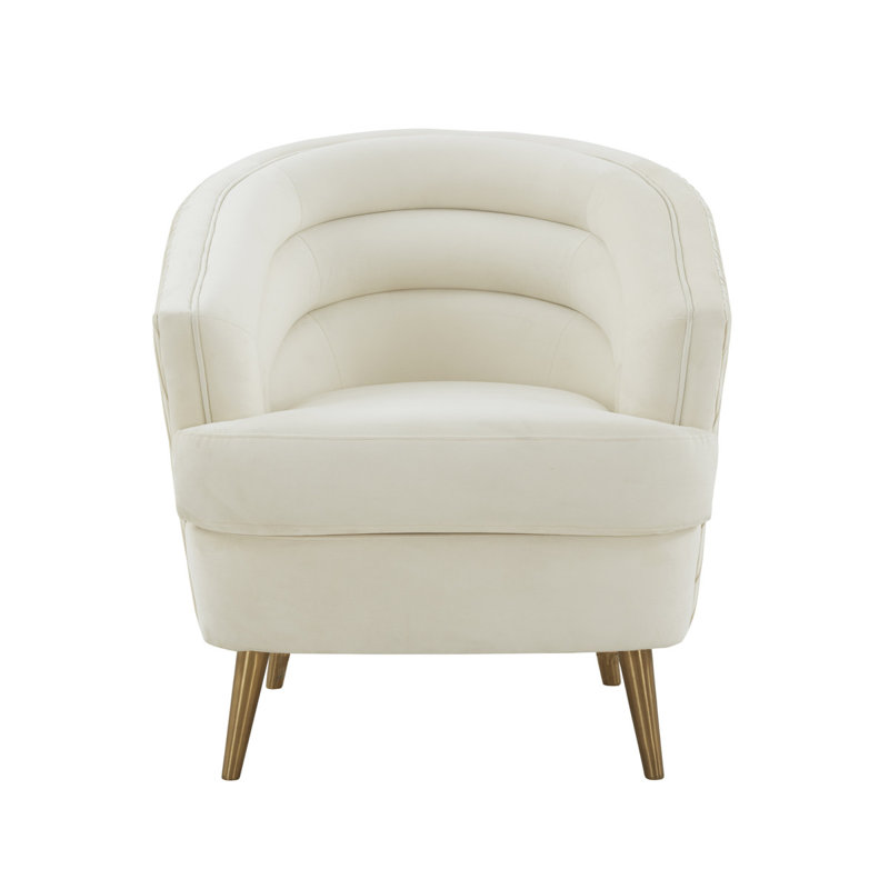 Velvet Barrel Chair, Cream Velvet