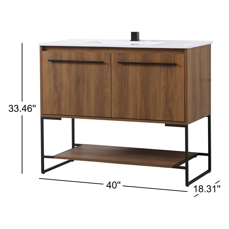 Ensemble de meuble-lavabo simple 40 po Gerard, Noyer brun