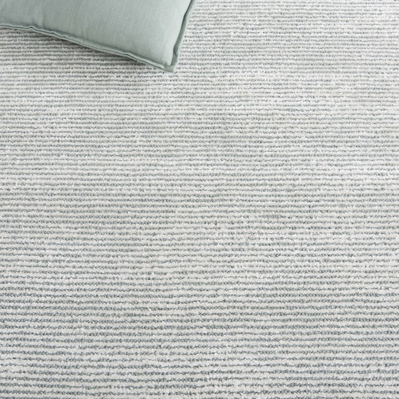 Niriyah Hand Tufted Wool/Viscose/Cotton Solid Color Rug in Ivory/Blue/Gray, Rectangle 5' x 8'