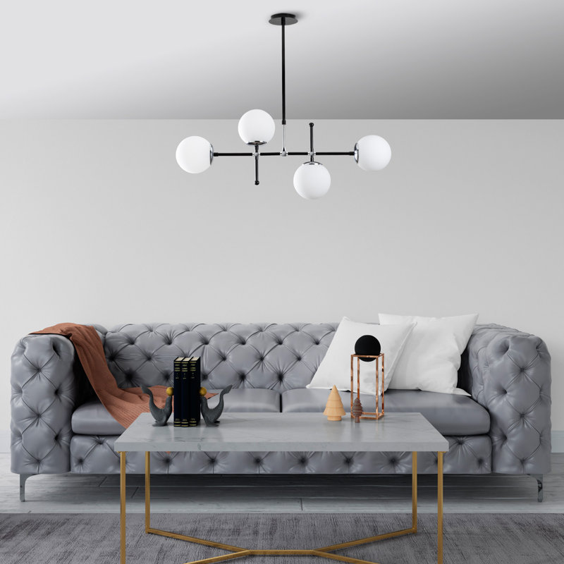 Jayapura 4 - Light Black/Chrome Sphere Pendant
