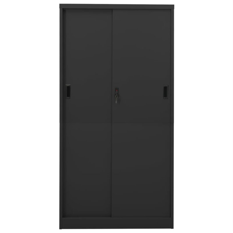 Filing Cabinet Lockable Storage Filing Cabinet with Sliding Door Steel, White