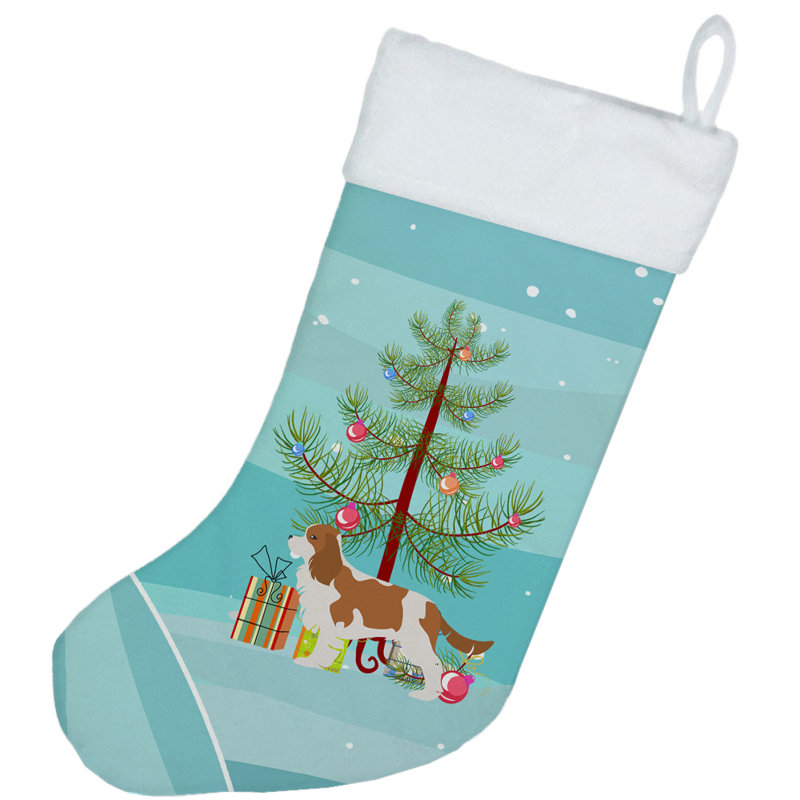 Chaussette de noël joyeux de noël, Épagneul Cavalier King Charles brun