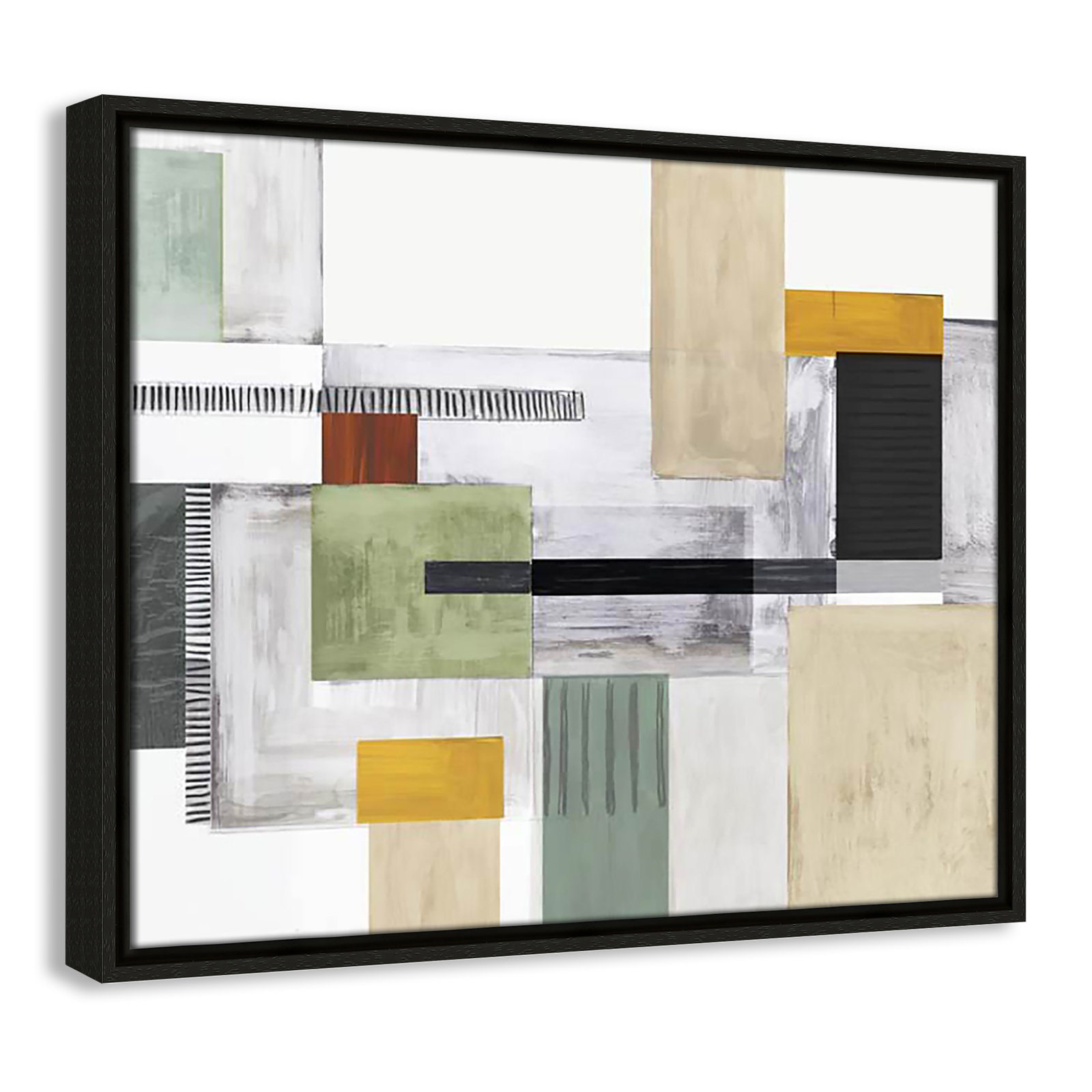 Playful Blocks Print by Tom Reeves, No Mat, Espresso Floater Framed, 17.5" H x 21.5" W x 2" D