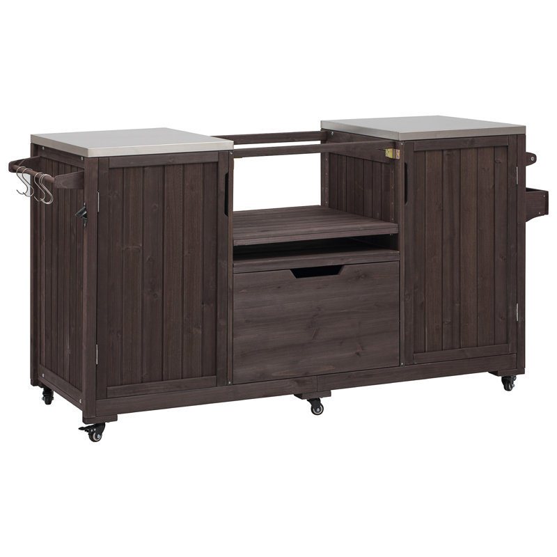 Îlot de cuisine d'extérieur 66,5 po K&K, Brun