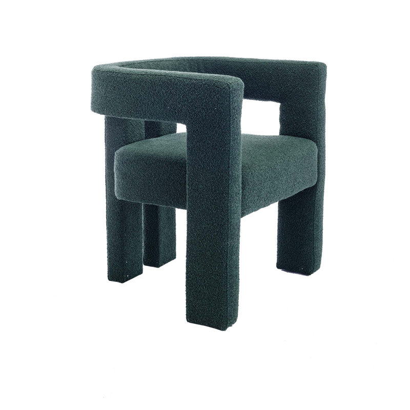 Chaise d'appoint rembourrée en tissu de conception contemporaine 2PC / ENSEMBLE, Boucle émeraude