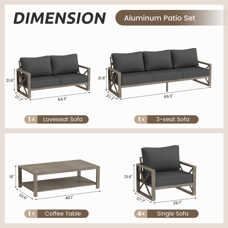 Ensemble de conversation pour patio 7 pièces Colerain